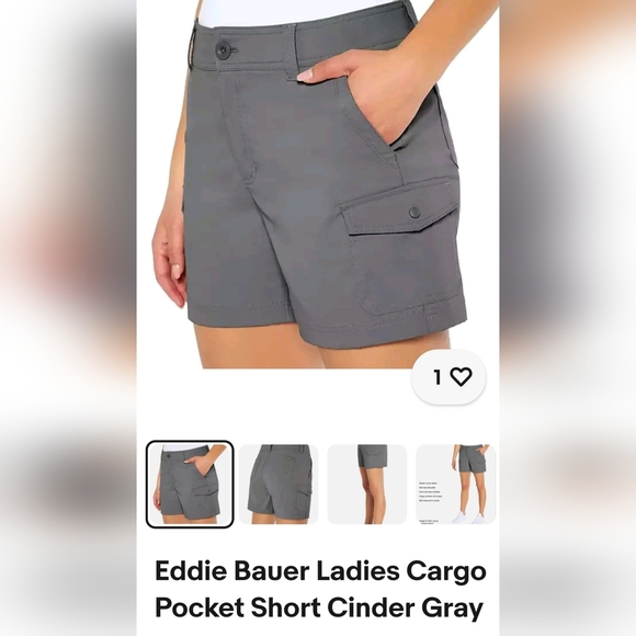 Eddie Bauer Ladies Cargo Pocket Short Cinder Gray Size 14 NWT - Picture 1 of 4